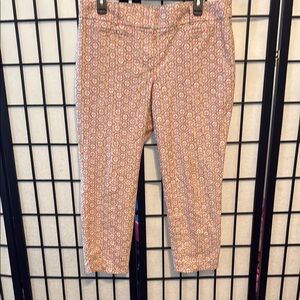 LOFT Pink and White Geometric Ankle Pants